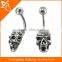 Wholesale Dangling Vintage Casted Skull Navel Sexy Body Piercing Jewelry Belly Button Ring