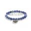 KJL-ST0006Antique Silver and Gold Plated Hand of Fatima natrual blue stone Bracelet of black CZ beads Evil Eye Bracelets For Men