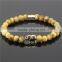 KJL-0041 2015 Fahion Custom Made Stone Bracelet,Gold Tiger Eye Bead Elephant Bracelet