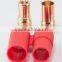 Power 6mm gold female and male banana plug connector with red housing