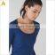 Blue slimming long sleeve o neck fitness shirts for compression athletic wear
