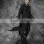 Punk Rave Lithium Black Leather Faux Fur Trim Lined Gothic Military Trench Coat