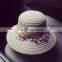 2016 new arrived handmade flower beach sun hats special design hot sale ladies color straw fedora hats