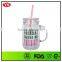 20oz clear double wall acrylic mason jar tumbler with handle and straw