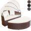 Leisure Rattan Garden Day Bed Furniture Set (Brown) Roof Sun Lounger