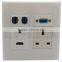 USB, HDMI, VGA, 3.5mm Audio, UK AC power Wall Plate Support Customization