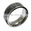 Men's camo titanium wood stone shell inlay dome ring costum made