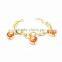 Stainless steel gold attractive girl's crystal charm bead bracelet