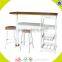 wholesale white wooden table and stools top quality kids wooden white table and stools W08G084