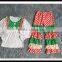 latest christmas design wholesale legging christmas sale red and green polka dot leggings with layers ruffles
