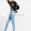 Mid Rise Five Pocket Style Distressing Leg New Style Jeans for Lady