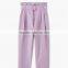 Hot design lavender empire waist summer trousers with belt loop