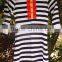 Cotton Long Shirts For Mom Plus Size Stripe Big Size For Lady Spring Blouse For Women White/Black Stripe Summer Long Top