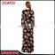 Women Daily Life Fashion One Piece Mix Color Casual Dresses Printed Black Long Dress Chiffon New Style