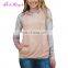 Factory Price pink plum velvet latest design crewneck sweatshirt with pockets