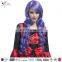 fashion women synthetic hair blue and pink long deep curly wig