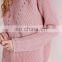 Fashion korean lady sweater, stitch detail knitted women sweater pink, knitted woman sweater
