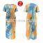 Plus Size XL-5XL Women Tie Dye Print V-neck Short Sleeve Slim Maxi Dress Fashion Streetwear Long Dresses Vestidos
