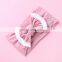 33Colors Kids Solid Nylon Headband with fringe Bow Girls Pom Pom Soft Headwear