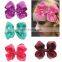 12colors Kids big hair clips Children boutique Sequin hair bows Solid color hairpins Barrettes