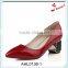 Sexy red lady dress shoes metal square heels pointed toe designer heels shoes