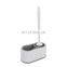 Bathroom wall mounted  silicone toilet brush holder  plastic material brush toilet silicon TPR toilet brush holder set