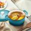 New Cast Iron Enamel Pumpkin Flower Shaped Cooking Bowl Stew Soup Dish Pot