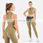 Workout Outfits Sports Ribbed Golf Polo Padded Bra Tank Top Yoga Legging Set Womens
