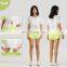 Side Spilt Sports Mesh Short Sleeve Tshirts Womens Custom Polyester Backwards Yoga Tops
