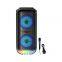 Hot sell ZQS6227 dual 6.5 inch 20W power subwoofer portable loud speaker with colorful lights