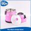 Portable pink food warmer small tiffin carrier stainless steel thermal lunch box with lock