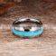 High quality wholesale turquoise ring jewelry charm tungsten turquoise inlay rings