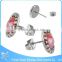 ZS20488 New Arrival stainless steel ear pin 10 mm pink pearl plastic stud earrings