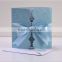 Hot sale elegant blue embossed folded wedding invitations with blue ribbons