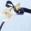 hotselling handmade beaded flower ribbon bow plastic headband hair accessories