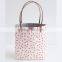pretty star print canvas tote bag leather handle