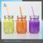 Bulk Buying Colored Mason Jar Lids Straw Wholesale Market Glass Drinking Jar Without Handle