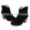 spring and autumn fashion vintage women's thick heel boots solid color nubuck leather side zipper women boots with a single
