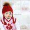Fashion Winter Warm Wool Baby Beanie Hat With Raccoon Fur Bobble Pom Poms/Earflaps