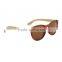 wholesale wooden bamboo round sunglasses translucent blue cat eye sun glass