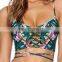 BSC084 Womens hot sex images one piece printing triangle bikini swimwear