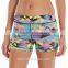 Brand clothes supplier gym wear stretchy all over sublimation print women fit yoga shorts