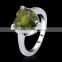 Fashion wedding silver jewelry 18k white gold plated heart shaped green cz gemstone ring for women girls men
