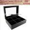 black wooden tea box,dyed tea boxes with compartments,tea storage wood box