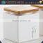 Square shape ceramic tea coffee sugar canister with wood lid houseware