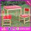 2016 new design home / school / kindergarten red solid wooden toddler table and chairs W08G134