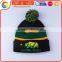 100% Acrylic Jacquard Knitted Hat Wither Embroidery CC Beanie