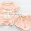 Wholesale Childrens clothing set W alphabet bamboo cotton short t-shirt with hot shorts 2pcs suits for girl