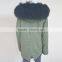 Myfur Black Sheep Fur Lining Mongolian Lamb Fur Hood Green Parka Jackets