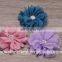 Scallop Ruffuled Ballerina Chiffon Petal Flowers with Crystal Button Spark Rhinestone Buttons Baby Headbands flower